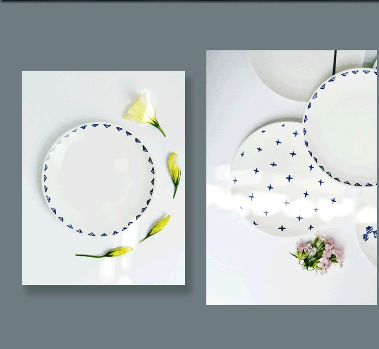 Northern European-Style Plates Creative Breakfast Plate Ceramic Cake Plate Steak 8-Inch round Plates Japanese Style Plate Simple