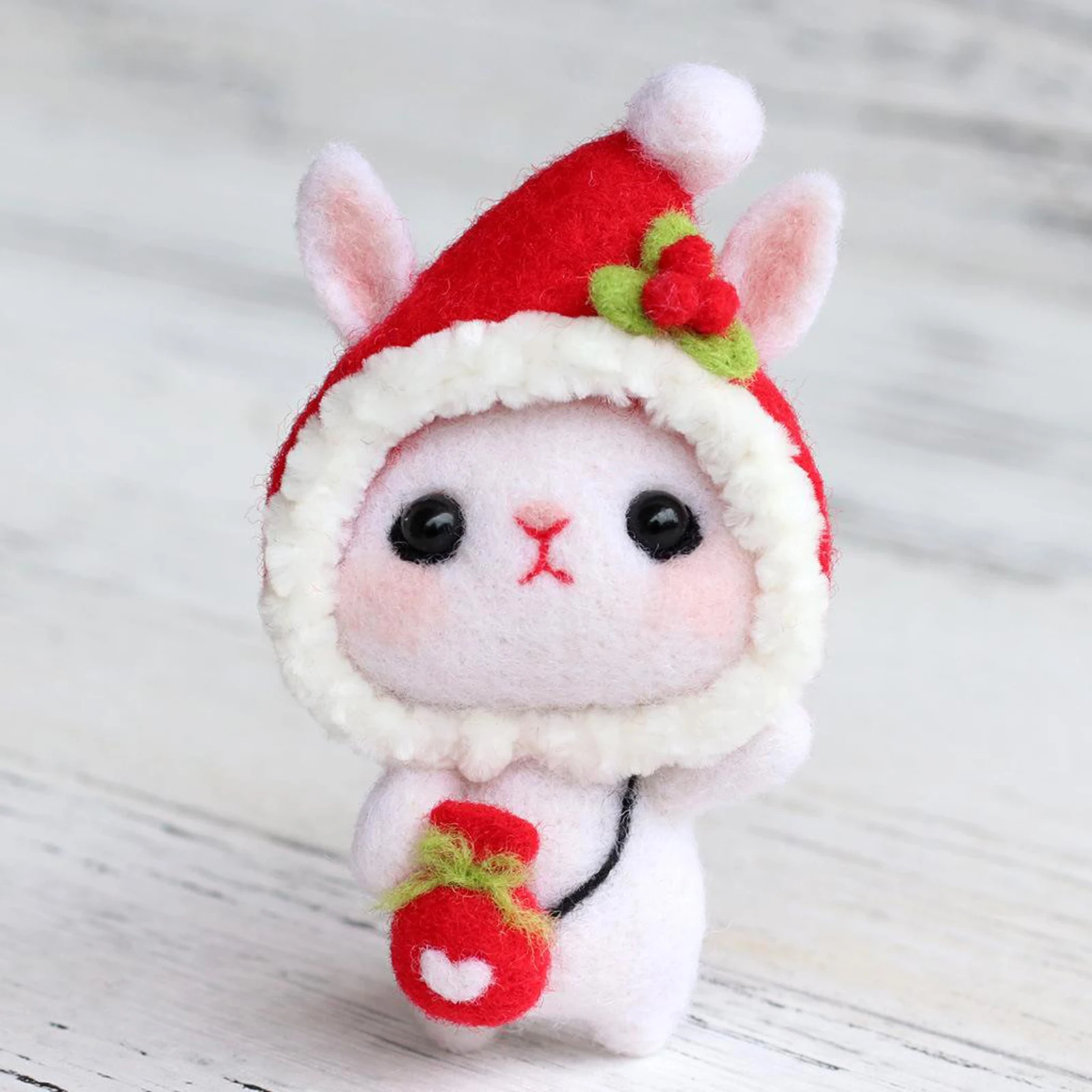 Woolen Needle Felt Kits for Beginners Handmade Cute Animal Rabbit Felt