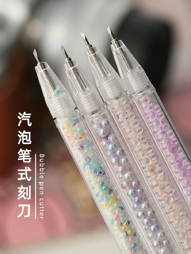 Lovely bubble pen cutter pen knife head cutter head sticker paper cutting art knife carving knife hand account cutting pen knife diy tape paper knife small fresh art carving knife handmade utility knife