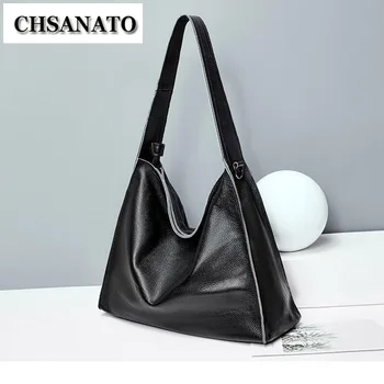 

CHSANATO Fashion Real Leather Handbags For Women 2020 Black Handbags Women Bags Designer Large Capacity Tote Composite Bags