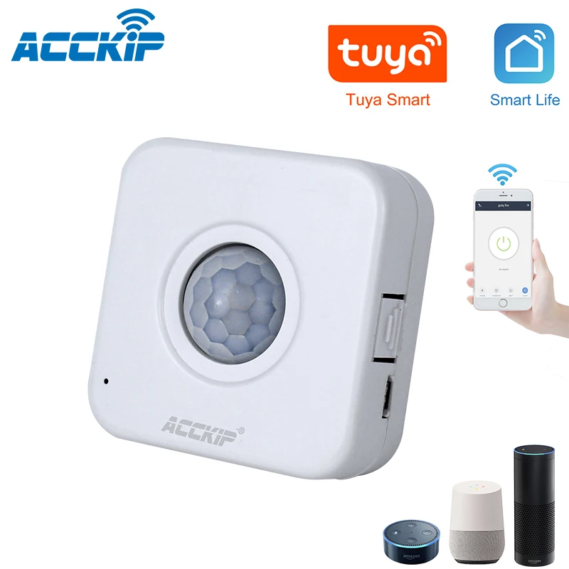 

ACCKIP 360 Degree Long Range Infrared Pir Motion Sensor Work with Alexa Google Tuya APP Voice Control