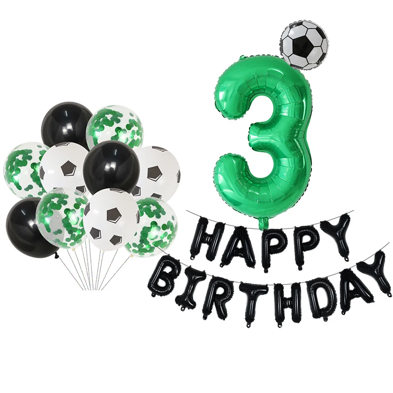 3" зеленый номер фольги шары Барселона футбол Джерси футбольный воздушный шарик мальчик 1 2 3 года День рождения мальчик девочка фото реквизит - Цвет: Многоцветный