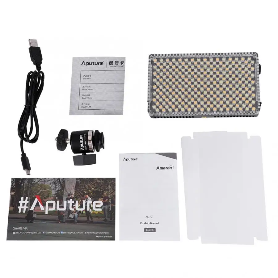 

Aputure Amaran AL-F7 Bi-Color Temperature 3200-9500K CRI/TLCI 95+ 256Pcs Led Panel Stepless Adjustment On-Camera LED Video Light