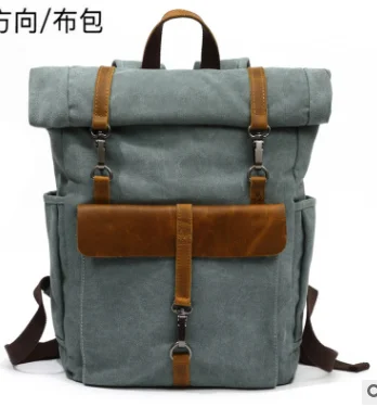 Cotton Oil Wax Canvas Backpack Mens Large Capacity Vintage Waterproof 15&quot Laptops Daypacks Rivets bookbag | Багаж и сумки