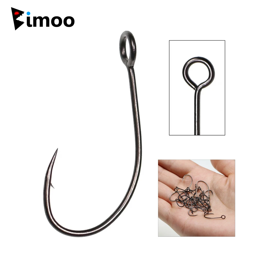 Bimoo 20pcs Fly Fishing Big Eye Hooks High Carbon Steel Large Eye Spoon  Lure Hook with Barb Pipe Hook Handle Size 2 4 6 8 10 12