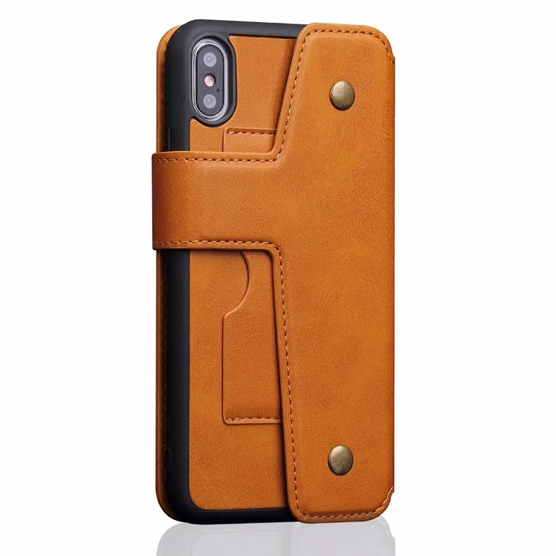 Роскошный Ретро PU кожаный Сьемный чехол для телефона для Apple IPhone X XS Max XR 6s 7 8 Plus split Coque слот для карт Кошелёк на магните чехол
