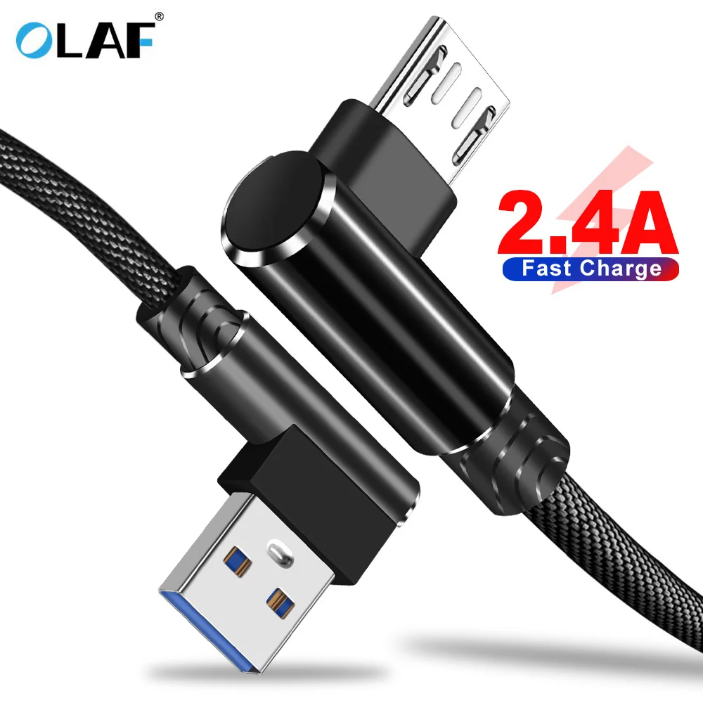 Кабель микро-USB OLAF кабель USB 90 градусов 1 м 2 3 для Samsung S7 Xiaomi Android смартфонов