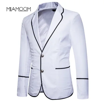 

MIAMOOM Suits Blazers Men's Two Button Matching Color Casual Small Suit Jacket