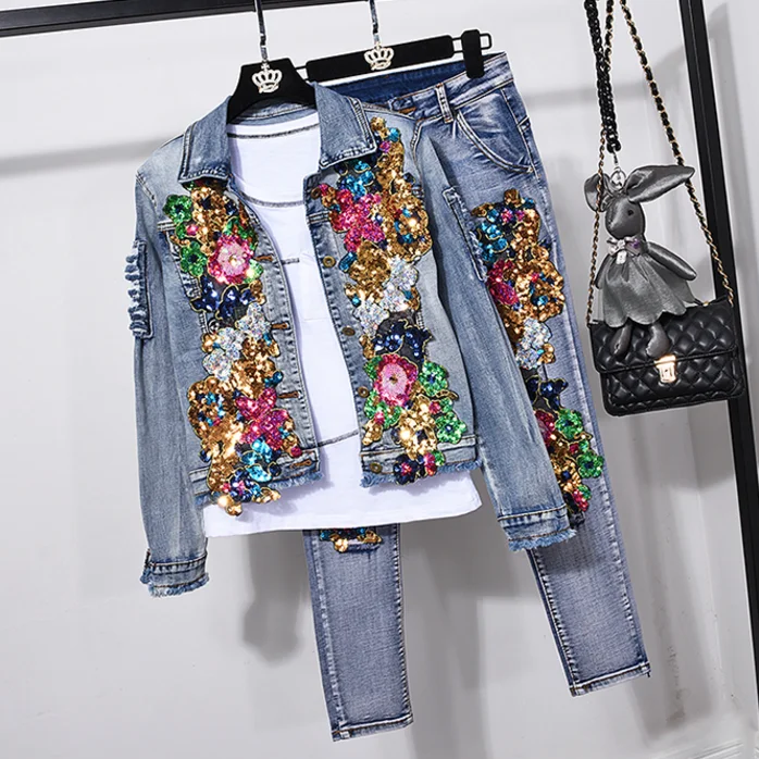 denim jacket and jeans set womens