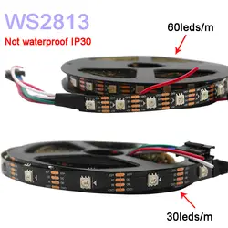 5 м/лот WS2813 светодиодные пиксельные полосы света; двойной сигнал; 30/60 пикселей/светодиодов/м, WS2812B Обновлено; DC5V, IP30/IP65/IP67, черный/белый PCB