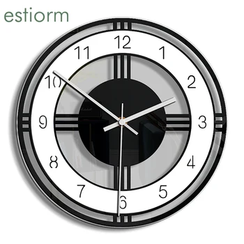 

Modern Silent Acrylic Wall Clock,12 Inch Large Round Decorative Battery Operated Clock for Living Room Kitchen Home Office Decor