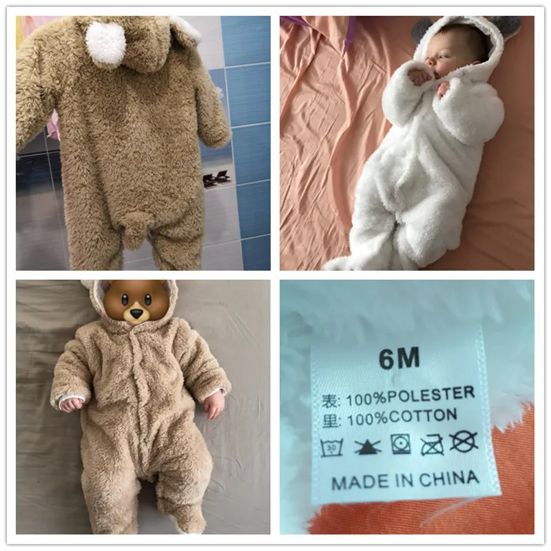 겨울 Rompers 까마귀 소녀 소년 의류 면화 긴 소매 등산 Outwear 따뜻한 Jumpsuit 0-12 개월