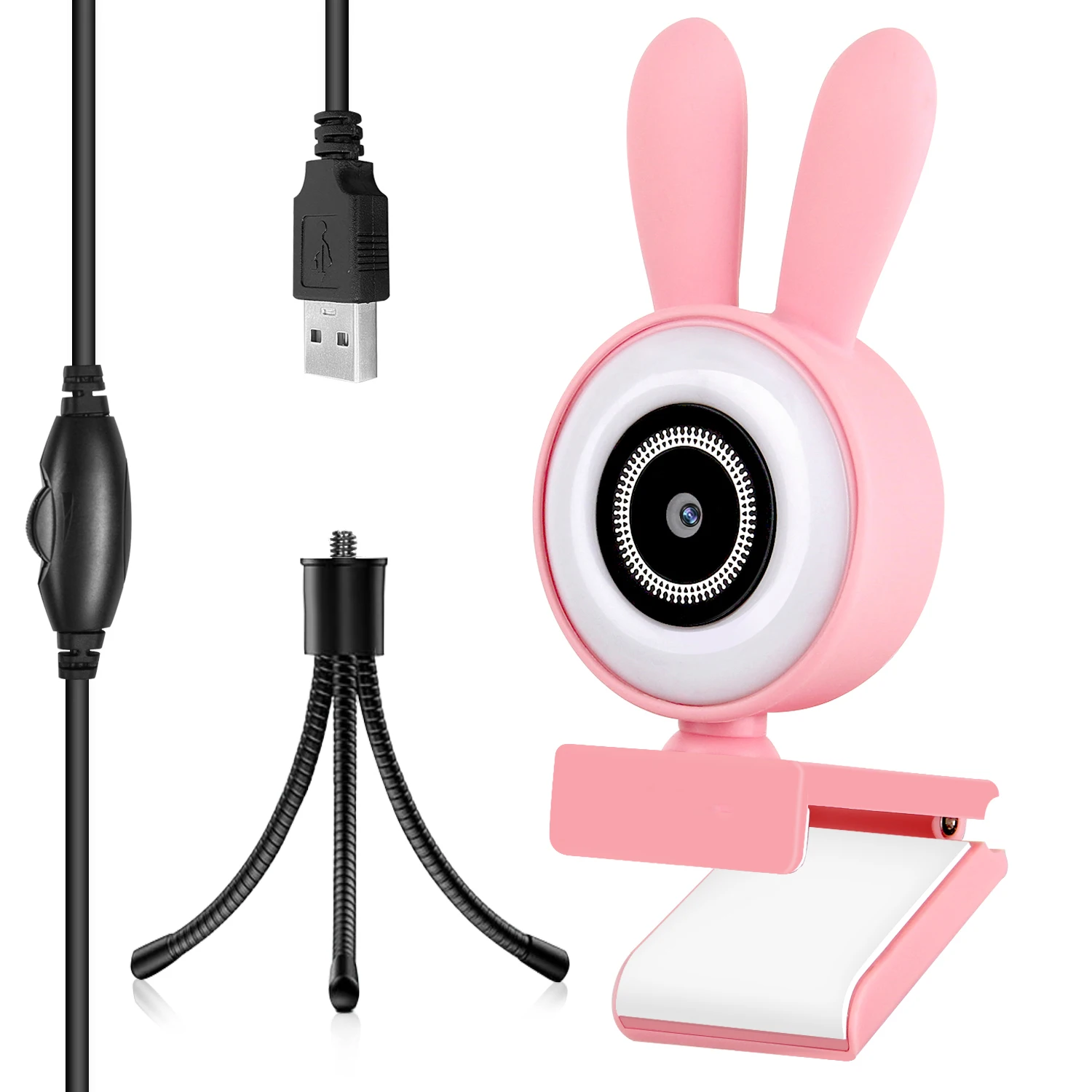 Webcam 1080P HD Web Camera Built-in Microphone Auto Focus Full PC computer Camara For Video Conference pink | Компьютеры и офис