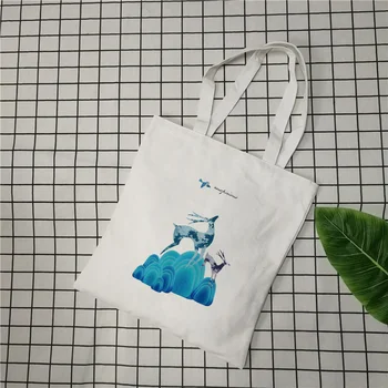 

Deer Pattern Printing Fashion Canvas Tote Bag Daily Use Handbag Washable Eco Bag Shopping Bag Reusable