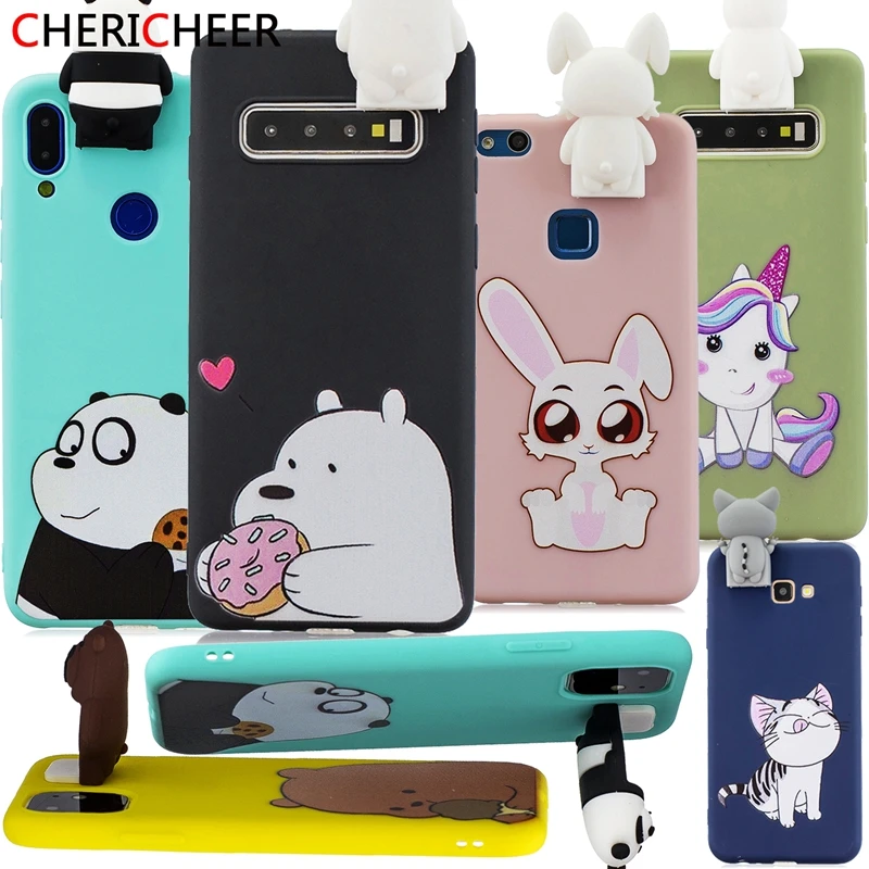 3D Rabbit Bear Stand Toys Cartoon S10 Case For Samsung S8 S9 Plus S10e Lite Unicorn Cover |