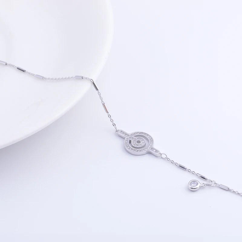 Pekurr 925 Sterling Silver Double Round Cubic Zirconia Circle Bracelets Charms For Women Accesories Totem Bangles