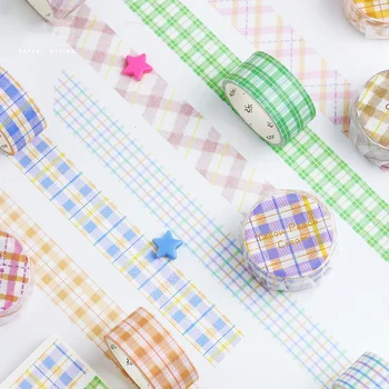 

6pcs De-ice Three Points Sweet Series Washi Tape Set 20mm Plaid Masking Tape DIY Album Diary Frame Gift Decoration Sticker H6709