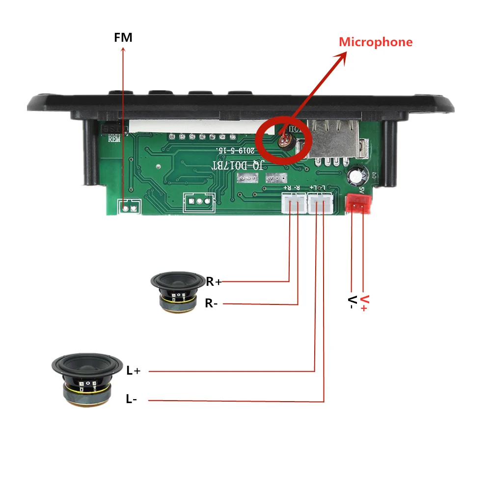 5V 2*3W Amplifier Bluetooth 5.0 MP3 Player Decoder Board 5V Car FM Radio Module Support FM TF USB AUX Handsfree Call Record