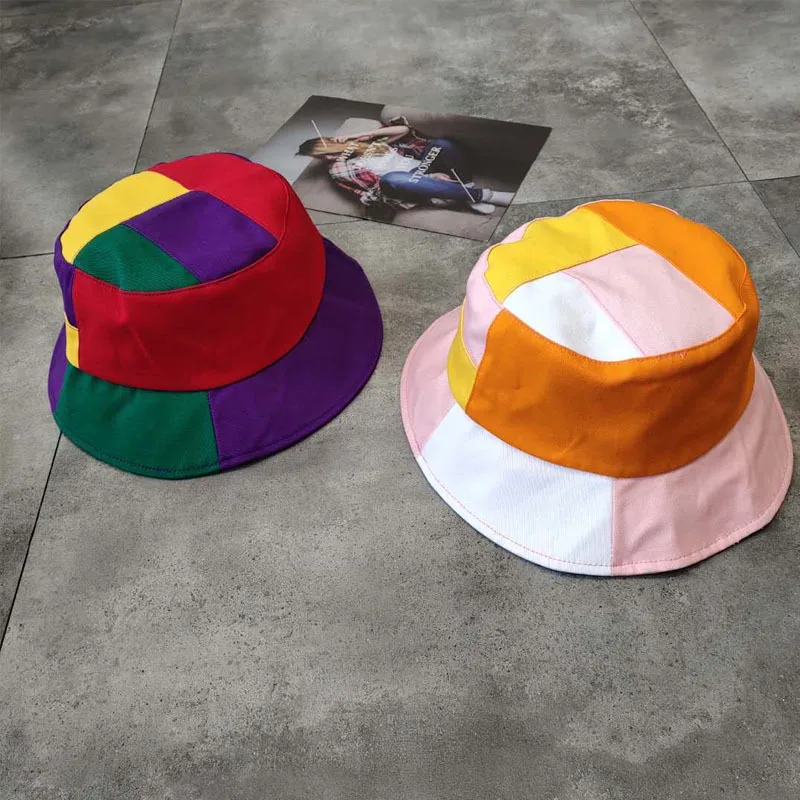 ColorBlock Bucket Hats Fashion Casual 