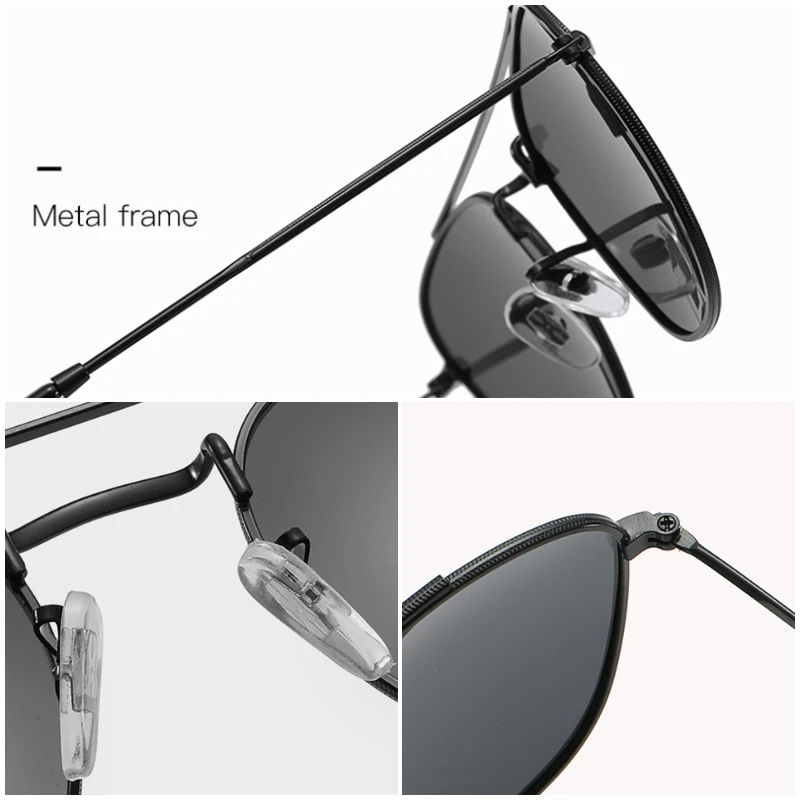 MVBBFJR Fashion Men Polarized Sunglasses Women Driving Shade Mirror Square Metal Eyewear Classic Retro Vintage Sun Glasses UV400