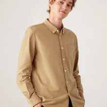 SEMIR Мужская Фланелевая рубашка из хлопка с отложным воротником, мужская рубашка с длинными рукавами и пуговицами на манжетах