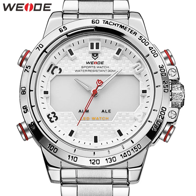  WEIDE Mens Sports Business Military Army Quartz movement Analog led Digital Automatic Date Alarm Wr