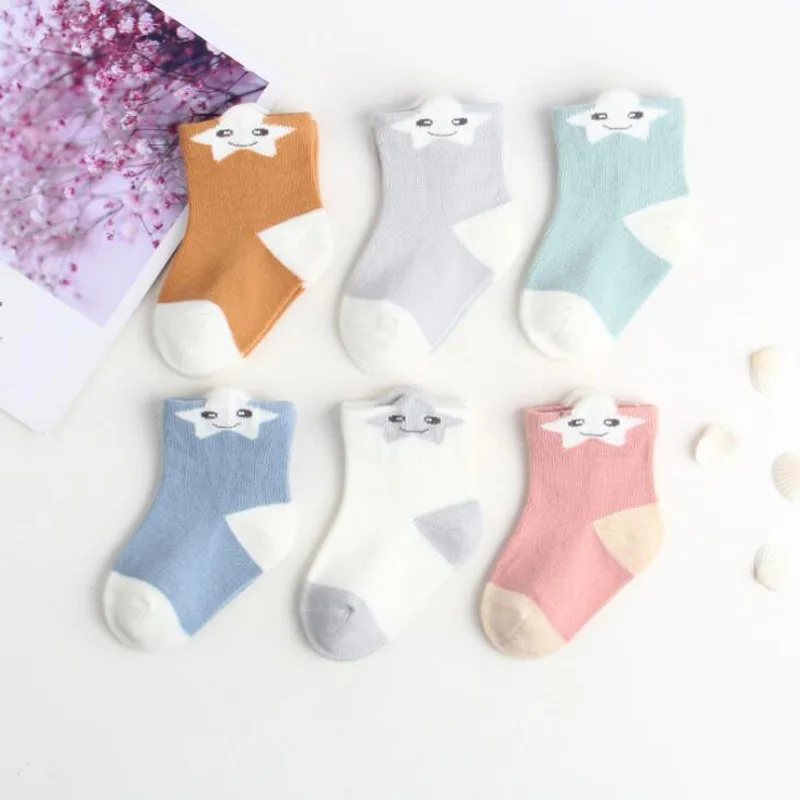 6 пара/лот, новые детские носки для малышей милые носки для новорожденных мальчиков и девочек с рисунком