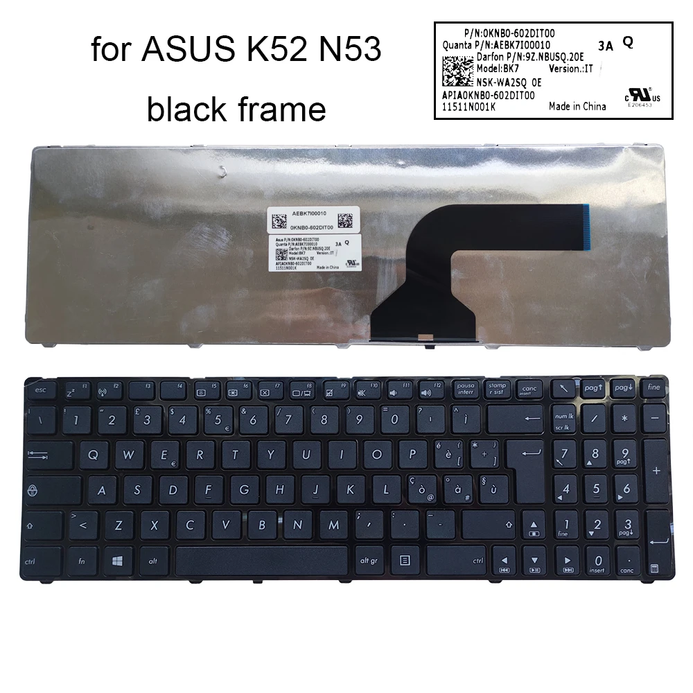 

Оригинальная итальянская клавиатура для ASUS N53 K52 X61 N61 G60 G51 X54HR X54HY N53T IT Euro qwerty Сменные клавиатуры 0KNB0-602DIT00