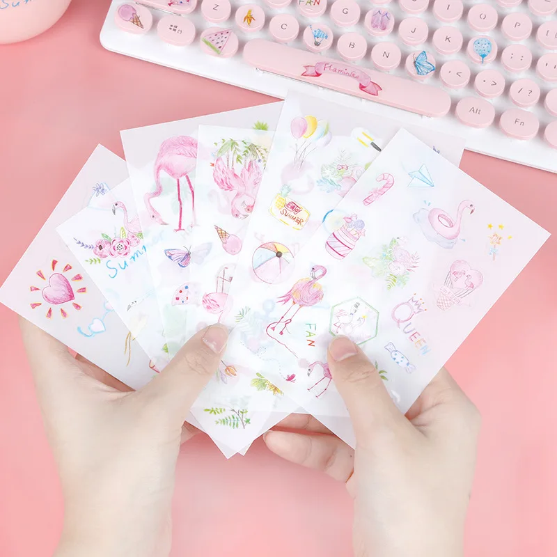 

6PCS Cute Unicorn Notebook Sticker Toy Flamingo Stickers Smiling Face Decor For Laptop Phone Trunk Guitar Refrigerator Stickers