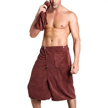 

Home Textile Mens Winter Wearable Towel SPA Bath Bathroom Blanket Shower Beach Quick Drying Wrap With Pocket 140*70cm
