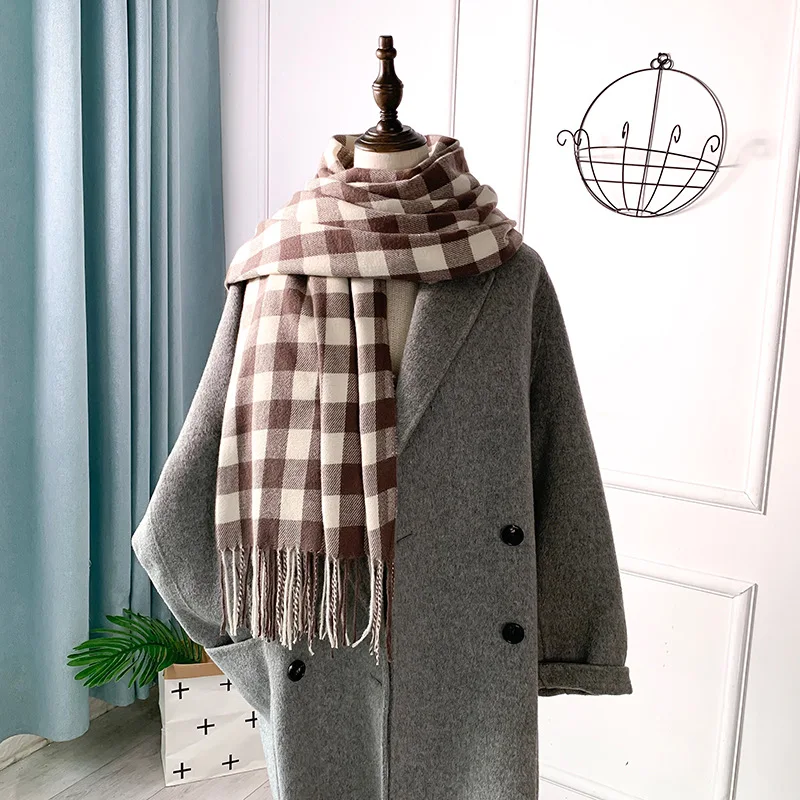 

2020 new plaid scarf women's fashion, comfortable, cold-proof, winter warmth, tassel imitation cashmere shawl, all-match neutral