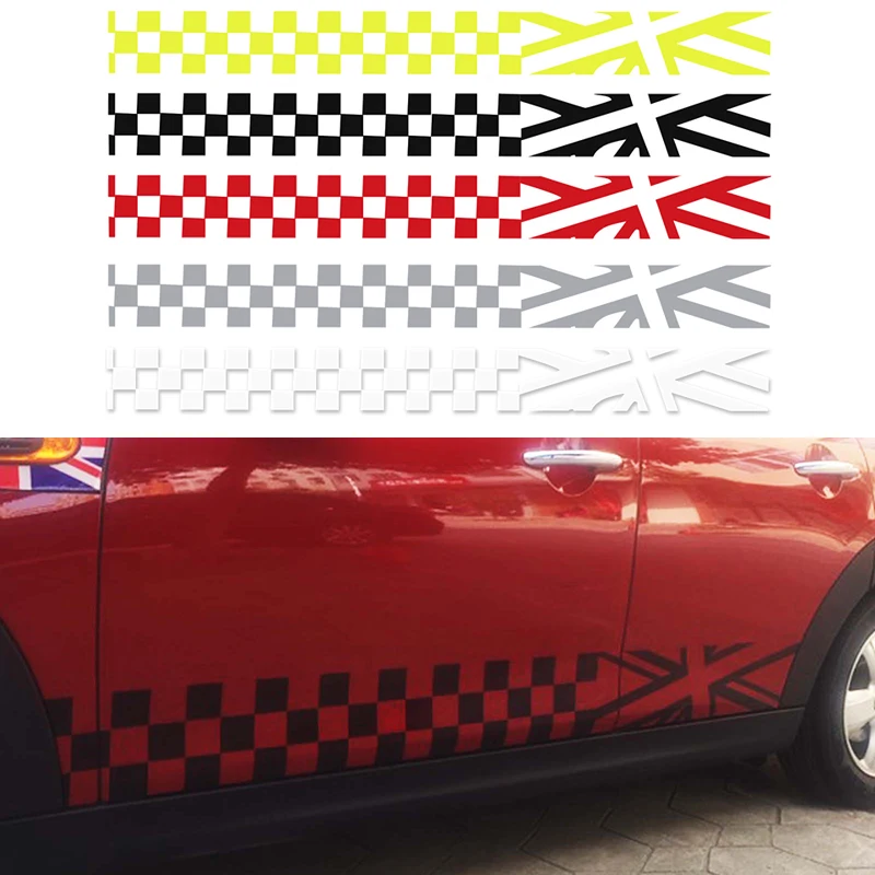 KJAUTOMAX для Mini Cooper R55 R56 R53 R52 R50 F54 F55 F56 5 цветов наклейка Стикеры сторона гонки в полоску Красного черный, Белый Цвет Серебряный