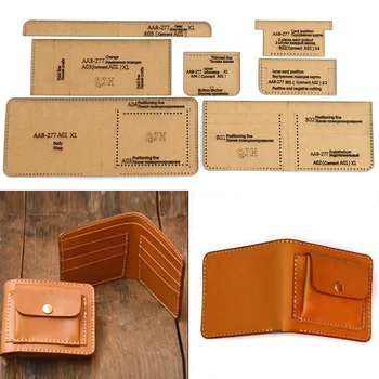 

1Set Kraft Paper Leather Template Home Handwork Leathercraft Sewing Pattern Tools Accessory Short wallet Pattern 11cm*9.5cm