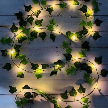 6Ft 20 Leds Kunstmatige Groen Blad Rotan Guirlande String Lights Fake Wijnstok Ivy Fairy Light Wedding Party Thuis Kerst Decoratie