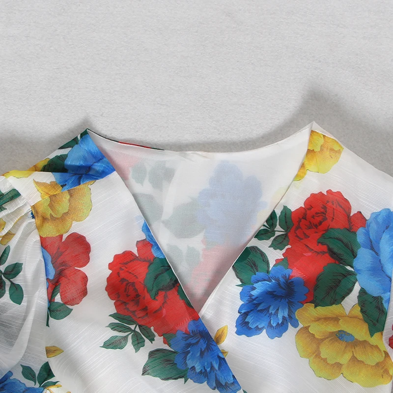 TWOTWINSTYLE Асимметричные женские рубашки с цветочным принтом и бантом женская рубашка блузка с v-образным вырезом и пышными рукавами винтажная Осенняя модная новинка