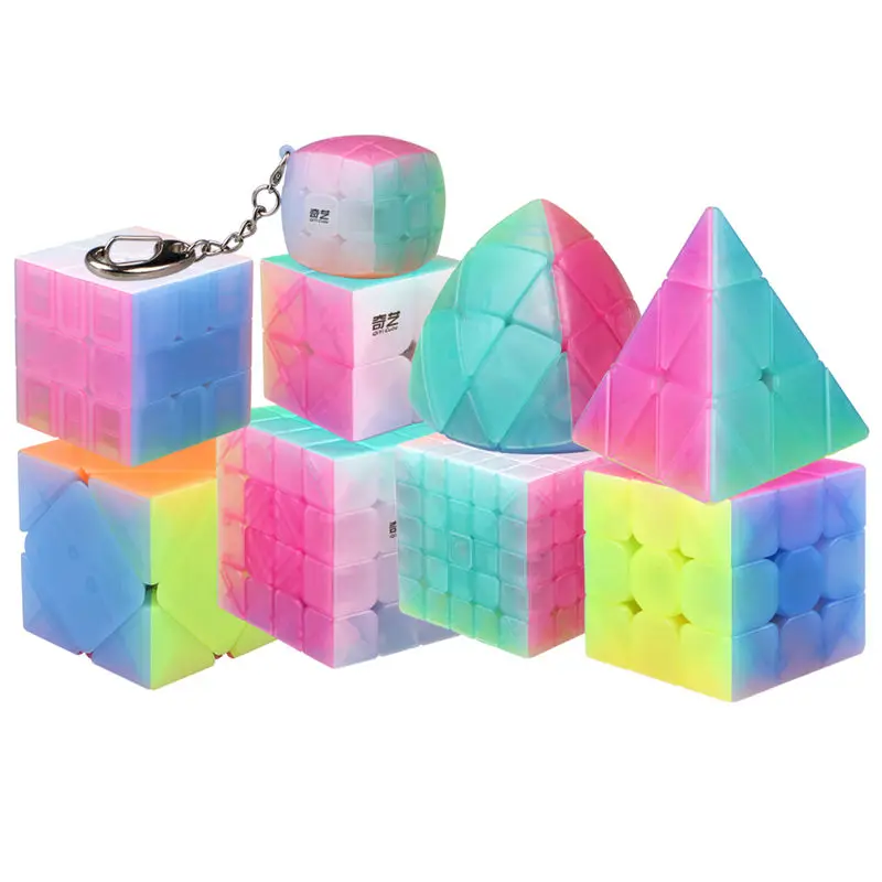 

Qiyi Axis Magic Cube Puzzle Cube Early Educational Toy For Children New Cube 2019 - Jelly Color