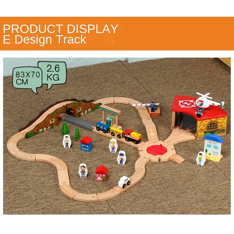 

Track Toy Train Car Combination Wooden 1:64 Child Wood garage bridge transport Compatible with Briq wooden tracks
