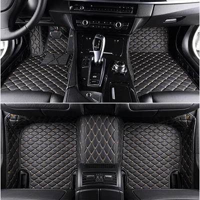 black beige Пользовательские автомобильные коврики для hyundai i40 santa fe getz tucson Solaris, creta elantra kona кожа все модели автомобильные коврики аксессуары - Название цвета: black beige