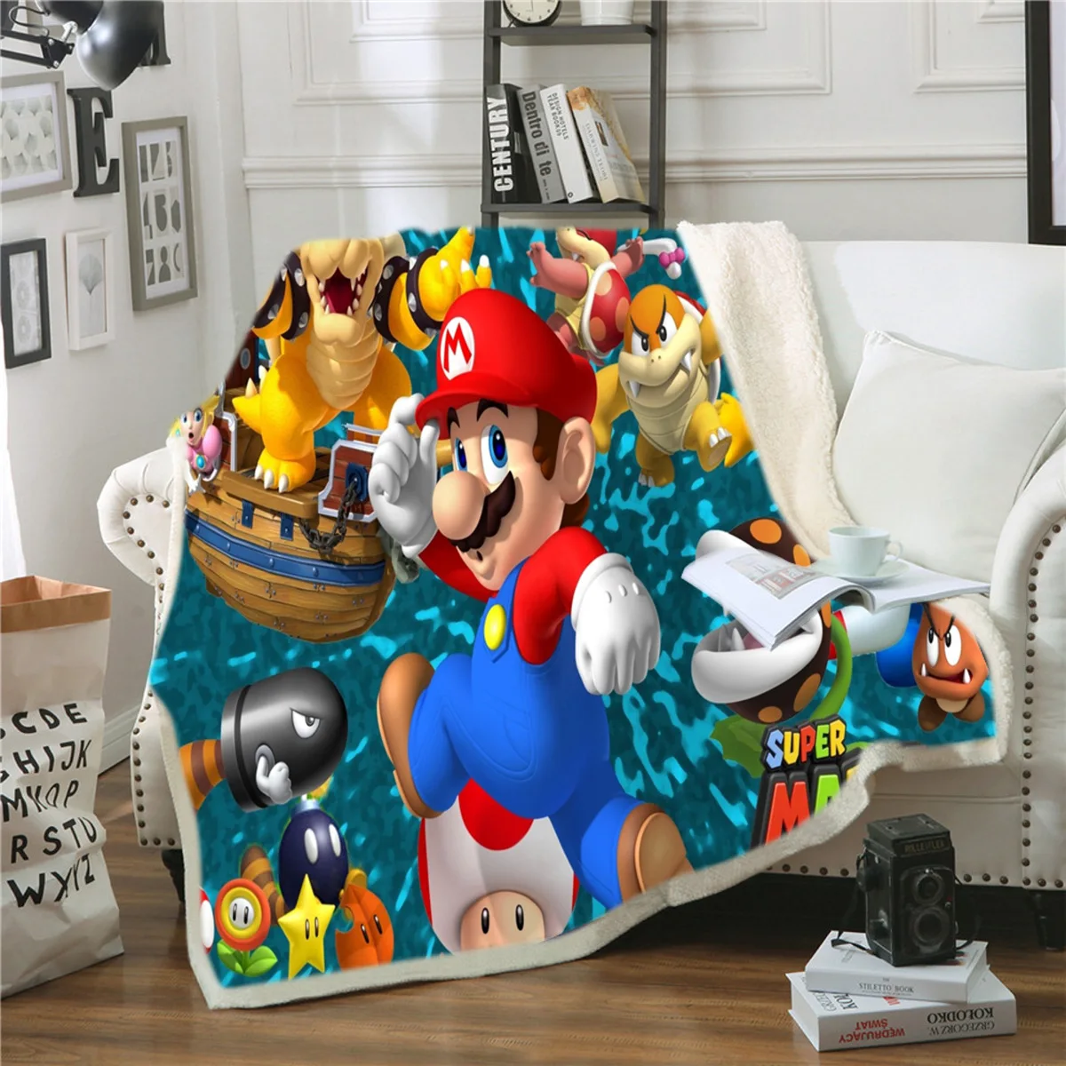 Hoodie Blanket Plush Throw Blanket 3D Super Mario Printed Sherpa Fleece Microfiber Throw Blanket Gift Drop Shipping - Цвет: 002