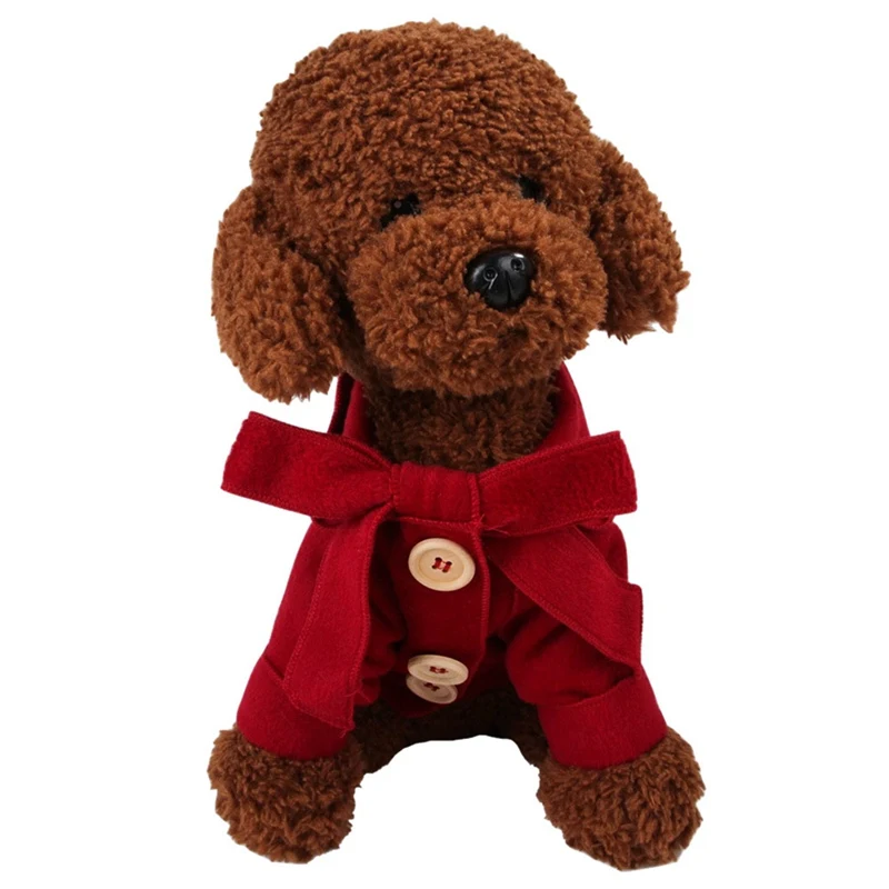 Зимняя одежда для собак для маленького, небольшого питомца пальто Теплый Собака Тренч с металлической кнопкой для щенка-Йорка мопс, чихуахуа, шерстяная ткань куртка для собак