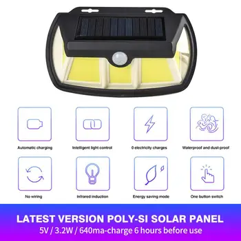 

65/110 LED Outdoor Solar Wall Lamp Motion Sensor Waterproof 3 Sided Lights Angle Wall Lamp Waterproof Outdoor Yard Lamps