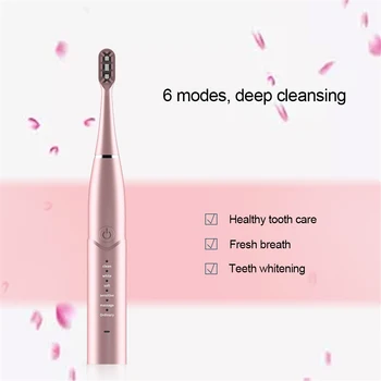 

Sonic Electric Toothbrushes USB Rechargeable Whitening Waterproof 6 Mode 4pcs Replacement Teethbrush Heads Oral Caring Tools BI1