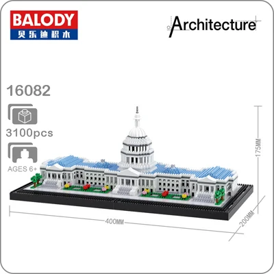Congress Building Balody архитектура Алмазная вышивка здания маленькие блоки игрушка съезда здание Эйфелева башня белый дом большой бен Лувр без коробки - Цвет: Congress Building