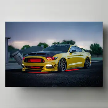 

Canvas Paintings Fords Mustang GT Apollo Edition Yellow Supercar Posters Modern Wall Art Picture Prints for Living Room Decor