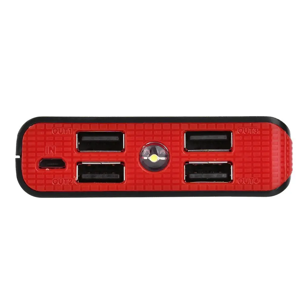 Универсальный 9000ма четыре порта usb power Bank 18650 литий-ионная батарея резервного питания для телефонов с аварийным светодиодный светильник