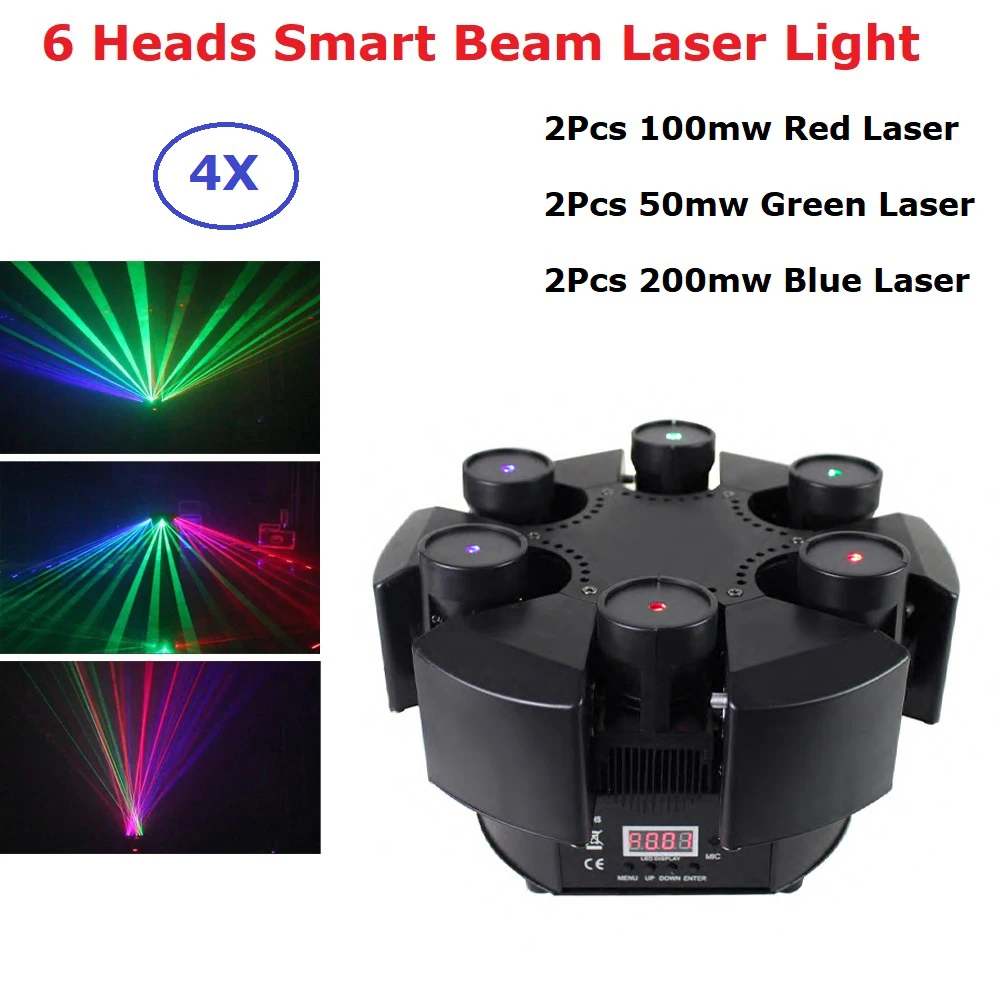

6 Heads Moving Head Light Professional Disco Laser Lights RGB Beam Light Dj Effect Laser Projector Scanner Laser Stage Lighting