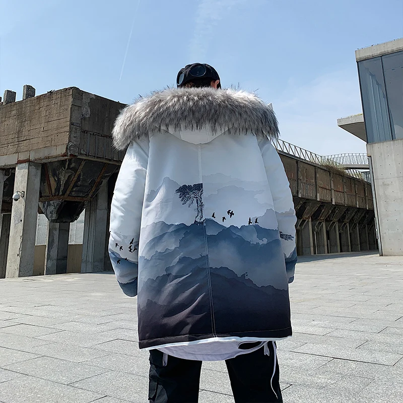 Fashion Winter New Hip Hop Wild Goose Jacket Men Warm Coat Fashion Casual Parka Thickening Fur Coat Men For Winter