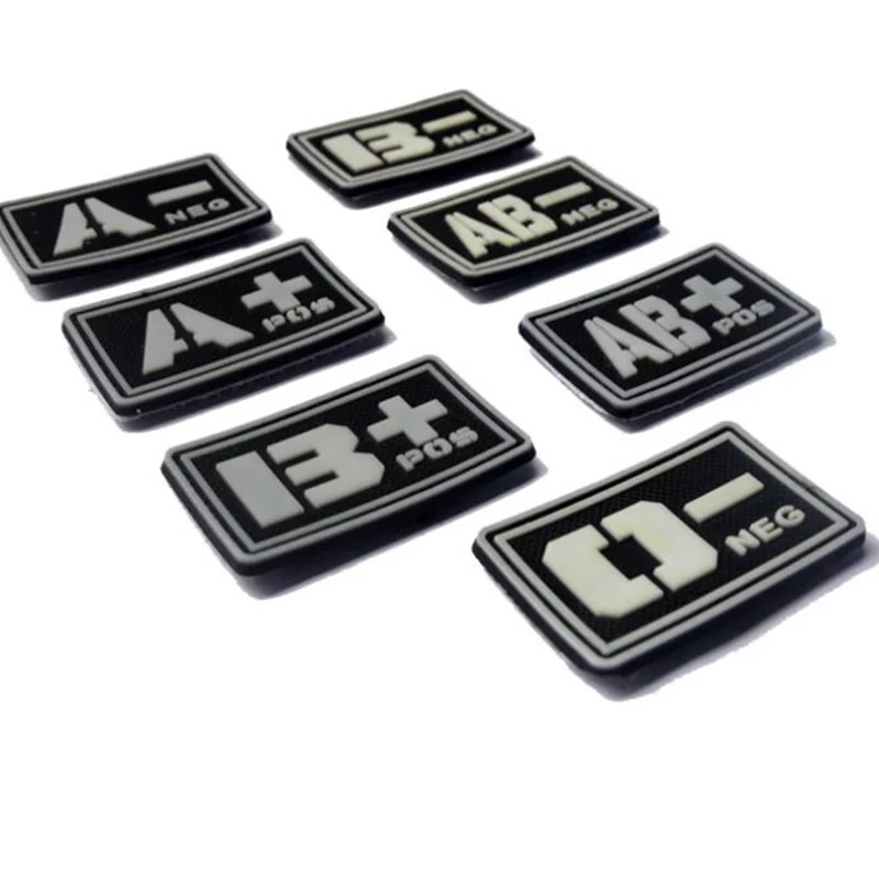 PVC A+ B+ AB+ O+ Positive A- B- AB- O- Negative Blood Type Group Patch for clothes Sewing military patch stickers souvenirs (11)