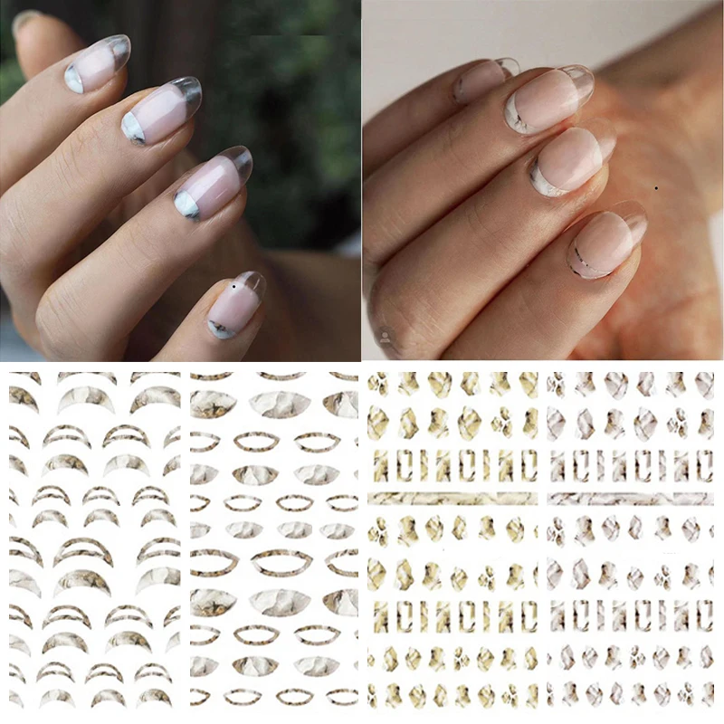 

3D Marbling French Nail Stickers Transfer Stickers Professional Simplicity Patterns Fashion Design Decals Nail Art Decorations