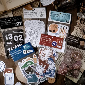 

6 Packs Total 270PCS Vintage Days Weeks Theme DIY Paper Stickers Collection Journal Diary Decoration Supplies